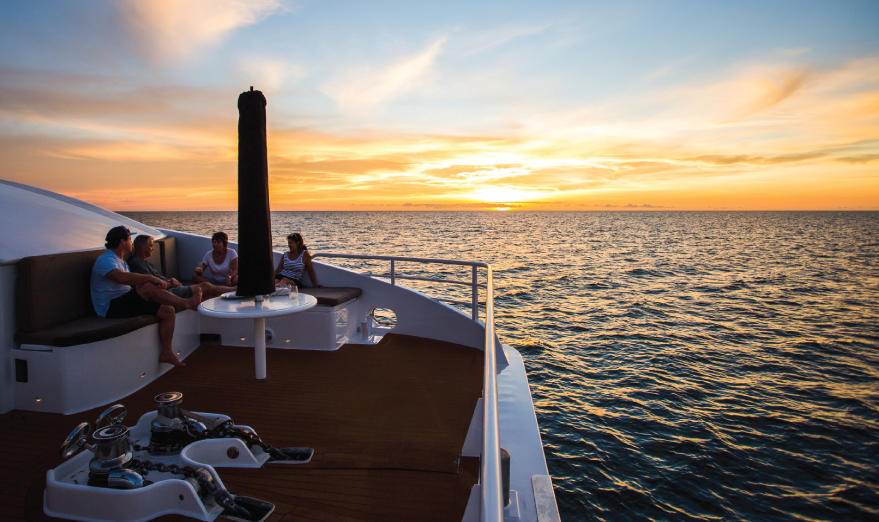 ocean dream catamaran at sunset