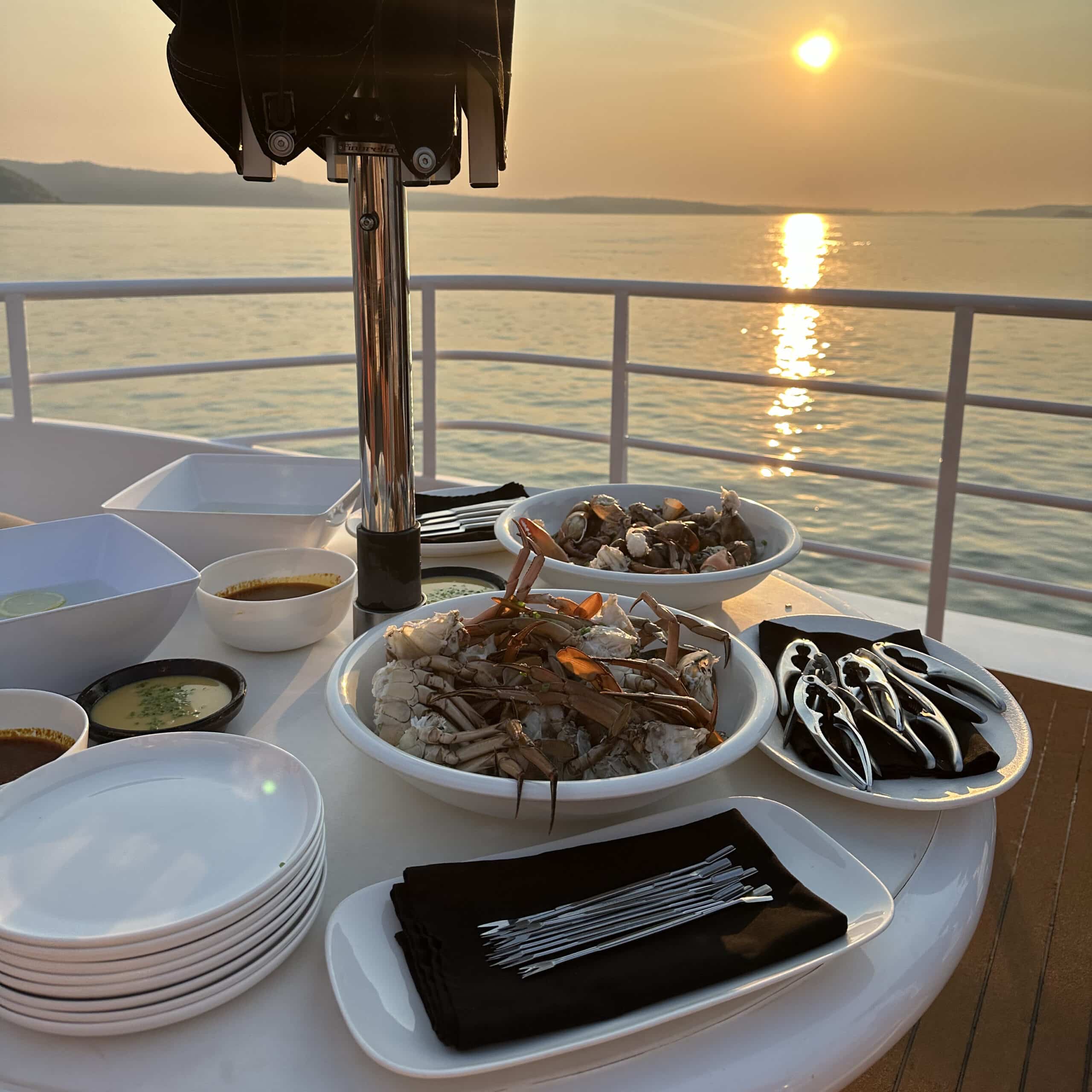 Seafood and sunset