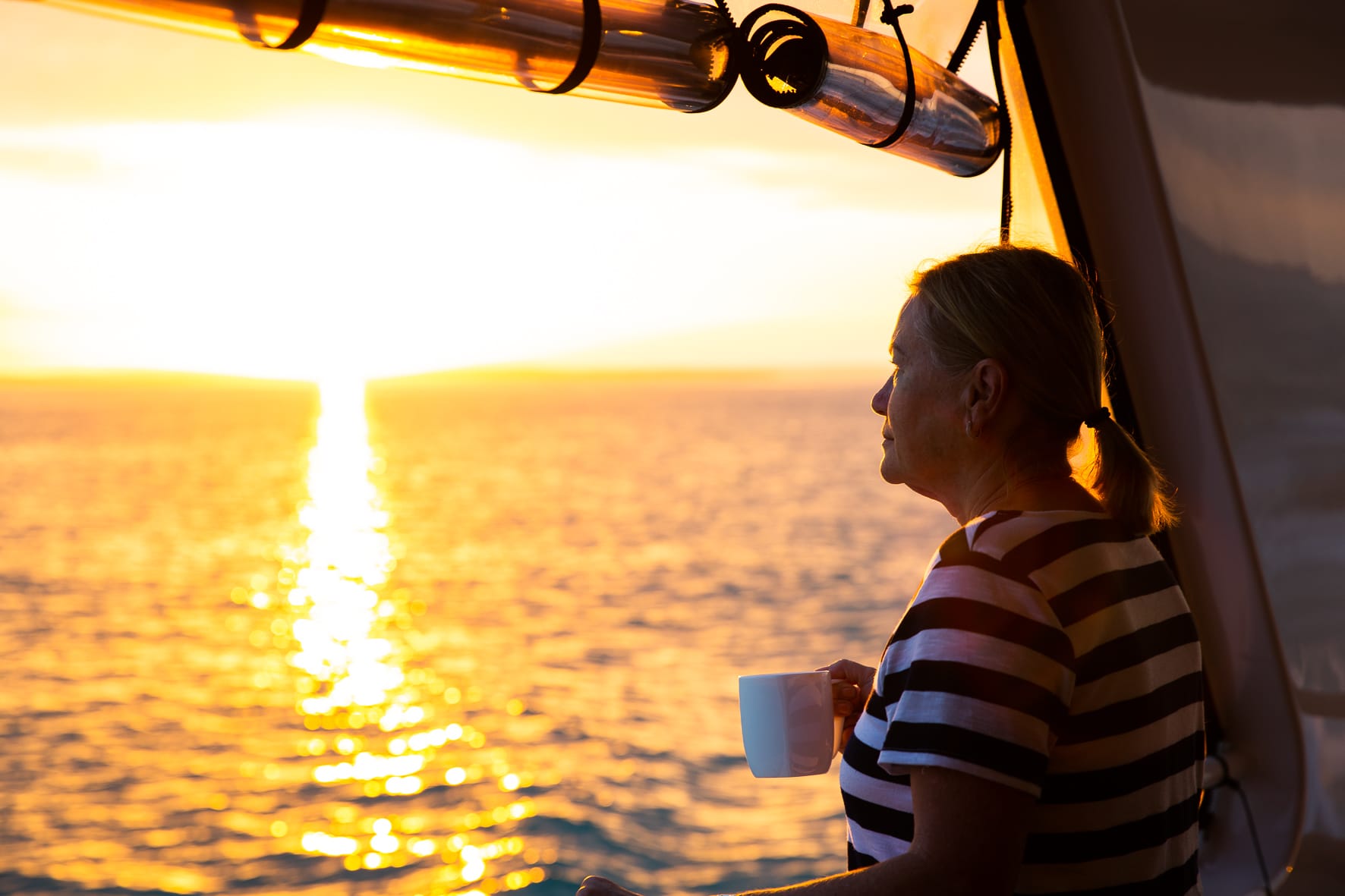 Morning coffee on Kimberley cruise at sunrise