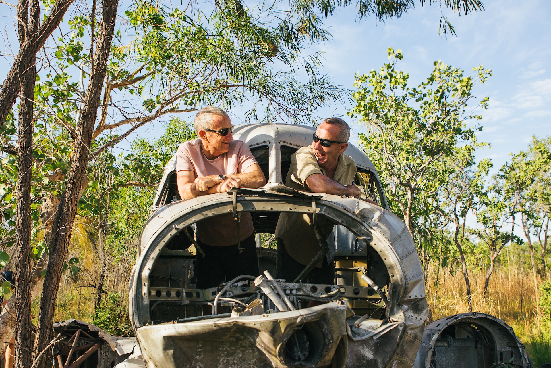2 Men aboard a plane wreck