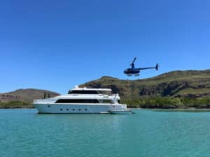 Helicopter landing on cruise ship